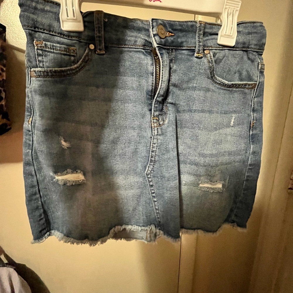 Justice Blue Distressed Mini Skirt